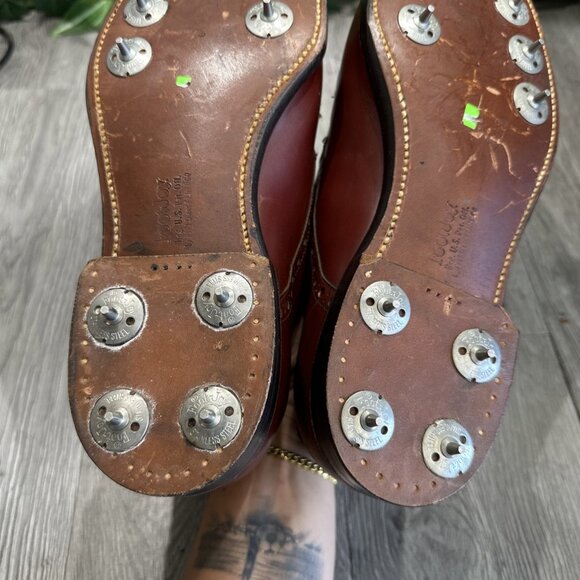 Vintage Footjoy Tassle Golf Shoe Loafers Spikes Brown Leather Men Size 9.5 D main image 4